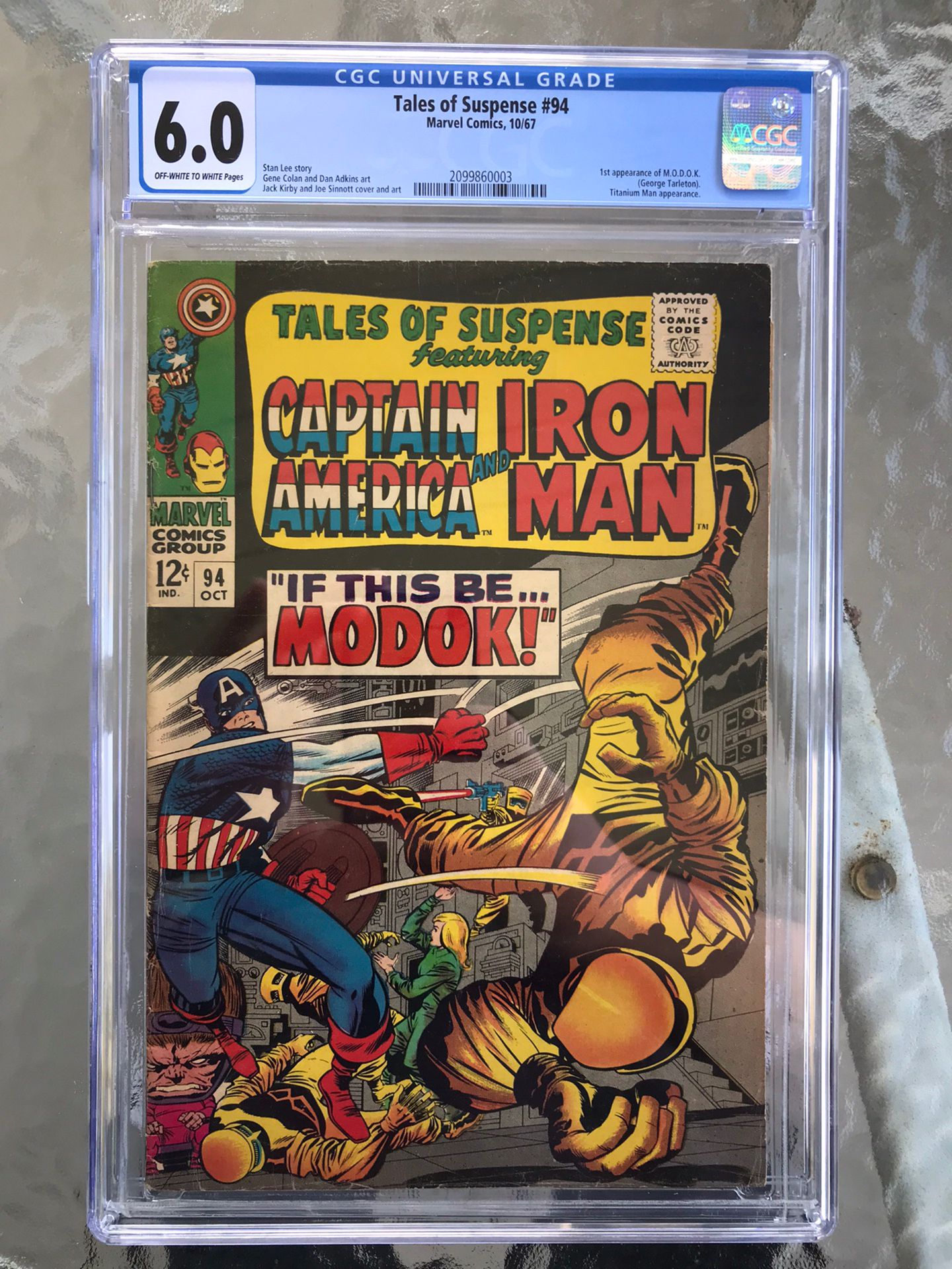 Tales of Suspense #94 (1967) CGC 6.0 — O/w to White Pages; 1st app. of M.O.D.O.K.