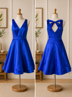 Jodi Kristopher Royal Blue Fit-and-Flare Dress (Small)