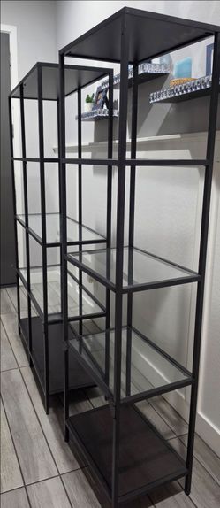 IKEA VITTSJÖ Shelf Units – Black/Brown & Glass