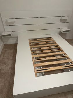 Queen White Bed Frame and Headboard