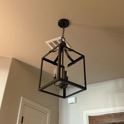Black Metal Open Frame Chandelier 3-Light
