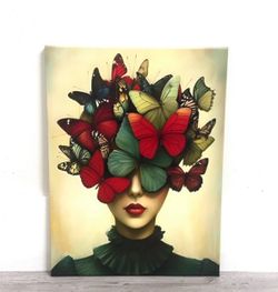 Colorful Artistic Butterfly Canvas Wall Art🦋12x16 Inches🦋Like New X Please Read
