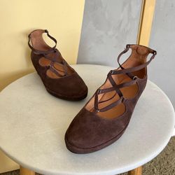 Lace Up Ballet Flat Wedges