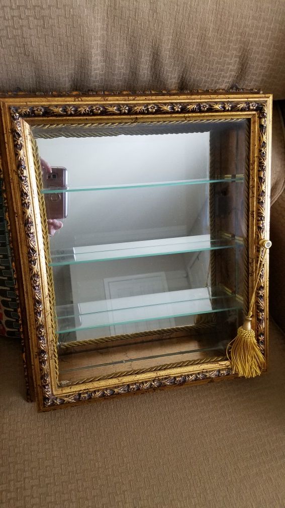 Italian-made Gold Leaf Curio Display Cabinet for Limoges Boxes