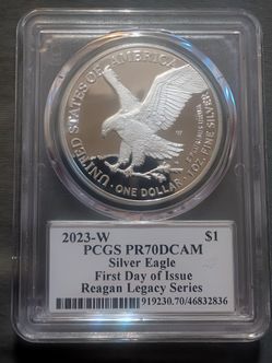 2023 W American Silver Eagle PCGS PR70 DCAM FDOI Regan Legacy Series