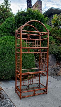 Vintage Bamboo Rattan Étagère