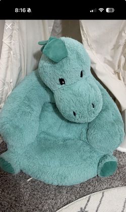 Teal Plush Dinosaur Saucer Chair