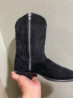 Los Altos Men's Suede Cowboy Boots With Zipper Roper Toe Size 10 EE