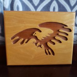 Beautiful Handmade Solid Wood 3D American Eagle Plaque