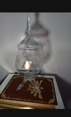VINTAGE CRYSTAL - GLASS APOTHECARY JAR , MADE IN ITALY  15"×6"