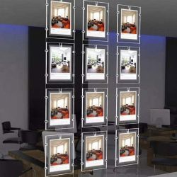 2479e $150 A3 Portrait Real Estate Window Hanging Display Office Led Acrylic Poster Frame Light Box Sign Holder (4pcs A3 a raw, Vertically) LED Crys