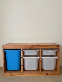 IKEA TROFAST Pine Storage Unit with Bins