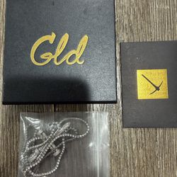 GLD 24” Diamond Micro Tennis Chain And Iced Out Cross White Gold Plated