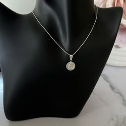 Small Virgin Mary Necklace Silver .925