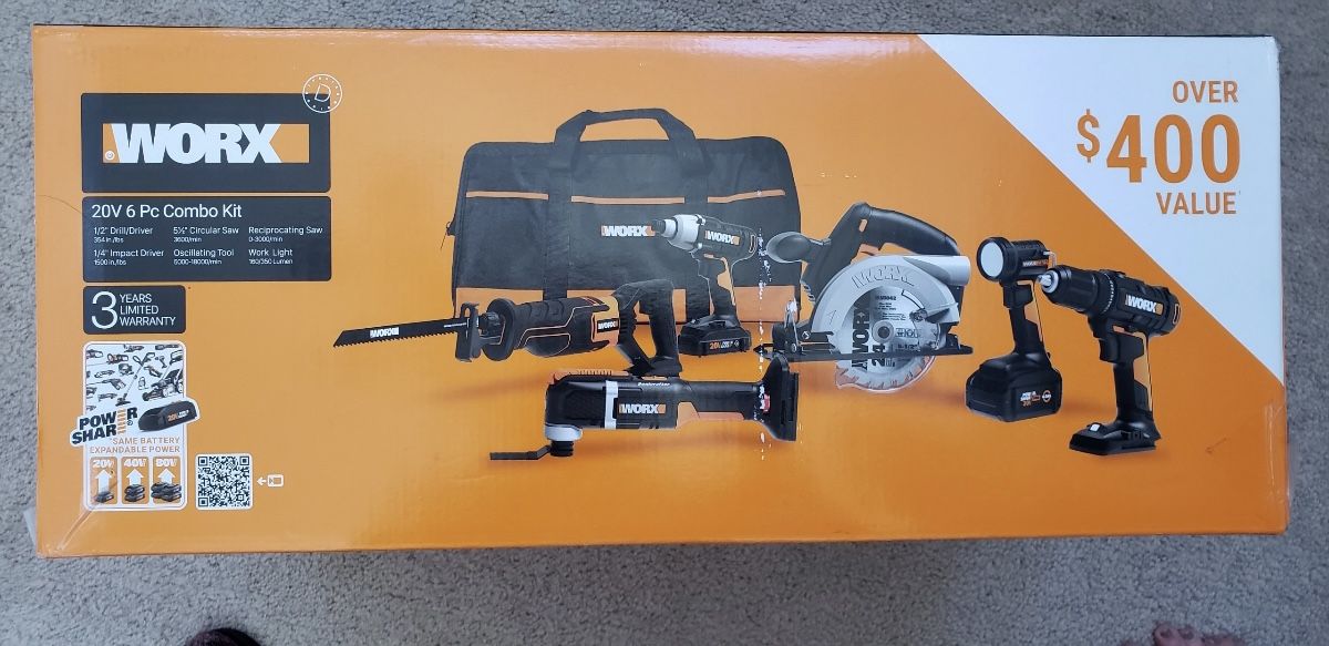 WORX 20V 6 Piece Combo Kit