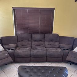 Recliner Suede Sofa