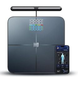 Smart Scale for Body Weight, 8-Electrode Larger Platform Digital Scale for Weight Fat BMI 28 Body Composition Measurement, Bluetooth Bathroom Smart Sc