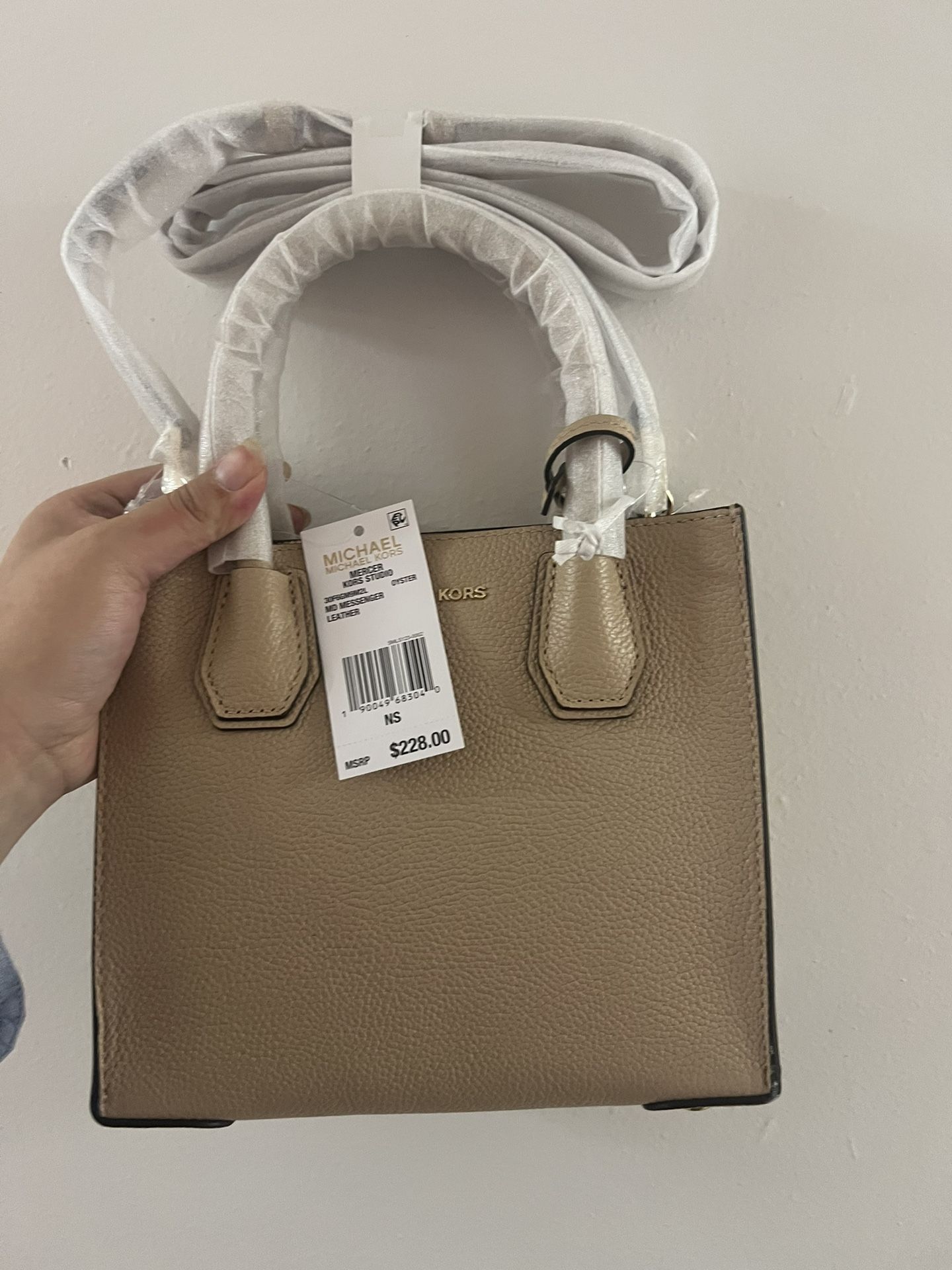 MICHAEL KORS MERCER MESSENGER SMALL CROSSBODY SATCHEL BAG MK OYSTER