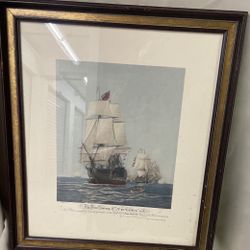 SHIP SAILING ART FRAMED Last Journey Victory 1922 W L Wyllie LITHO PRINT ANTIQUE 23”x 27”pic