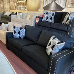🇺🇸HUGE Ashley Furniture Blowout Sale!🇺🇸 Brand New Black Sofa Loveseat W/  Accent Pillows Included! $50 Down Takes It Home Today!