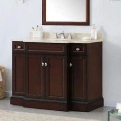 Home Decorators Collection Teagen 42 in. Single Sink Dark Espresso Bath Vanity with Beige Engineered Stone Top (Assembled)