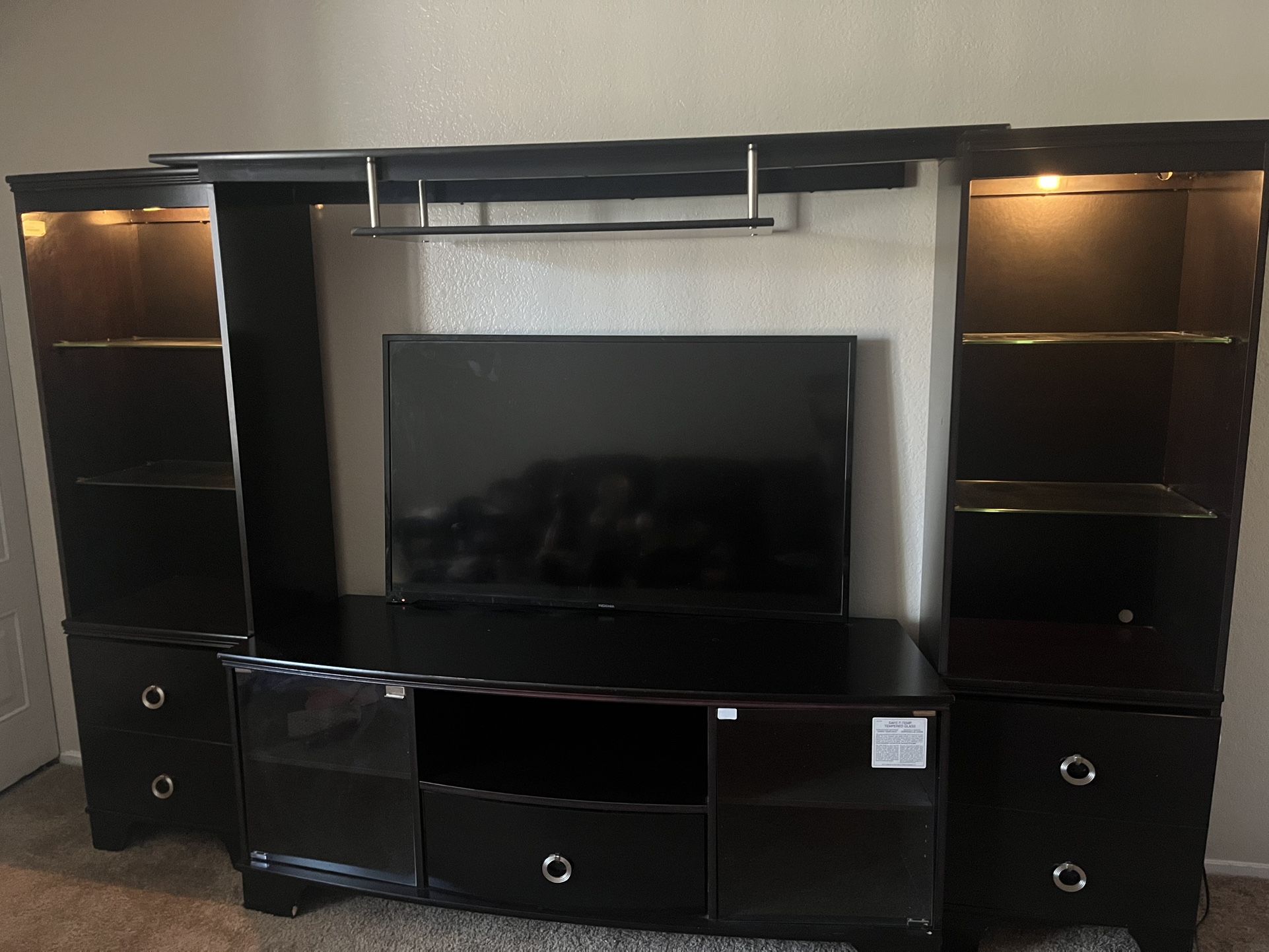 Black Entertainment Center with Shelves