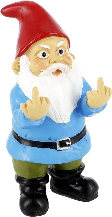 Gnometastic Mini Gnomes - Middle Finger Gnome 3.5in, Naughty, Funny Garden Gnomes Decoration for Yard, Outdoor Lawn Ornament, Fairy Garden, and Home D