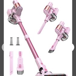 AOKOAK Pink Cordless Vacuum Cleaner, 45Kpa/550W/60 Mins Runtime Stick Vacuum with Self-Standing and Touch Screen, Anti-Tangle Wireless Vacumm, Vacuum 
