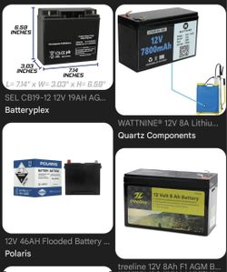 6v 12v 24v batteries 1.2ah - 18ah