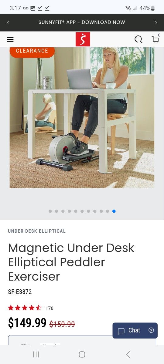 Magnetic Under Desk Elliptical Peddler Exerciser $100
