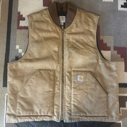 Vintage Carhartt Vest Mens XL Duck Canvas Quilt Lined Insulated USA Embroidered