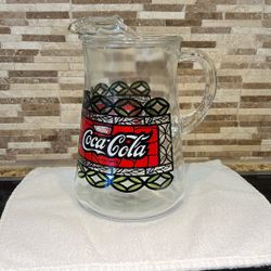 Coca-Cola Stained Glass Pitcher with Ice Lip