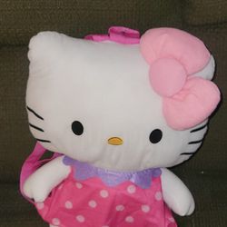 Hello Kitty Sanrio Plush Backpack approx 18” NWT Pink Purple Dress Polkadot

comes exactly as shown