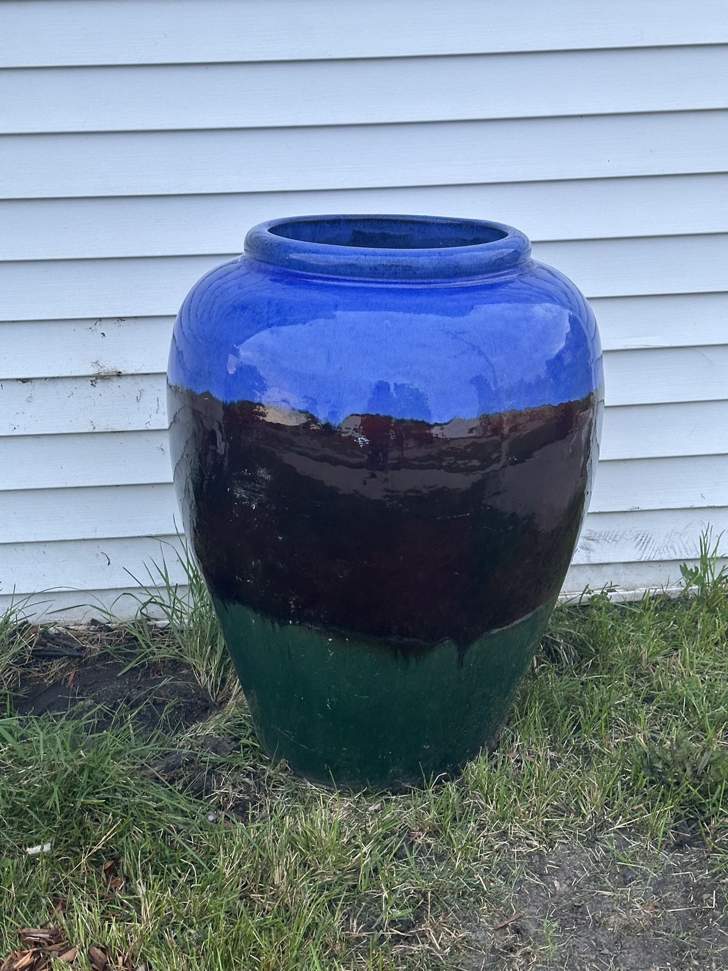 Tri Colored Ceramic Extra Large Planter