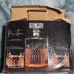 5 Pcs Decanter Whiskey Liquor Set by Preston Collection New 
