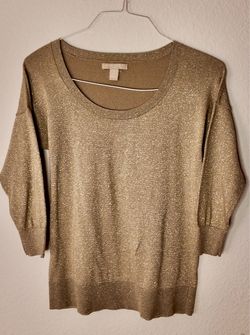 Banana Republic Gold Metallic Shimmer Sweater - Size Small