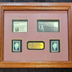 Ronald Reagan Berlin Wall Fragment Memorabilia - "Tear Down This Wall" Plaque