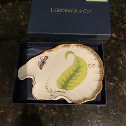 VINTAGE Godinger Porcelain Trinket Dish Gold Trim, Lemon Wedge In Original Box Pristine Condition
