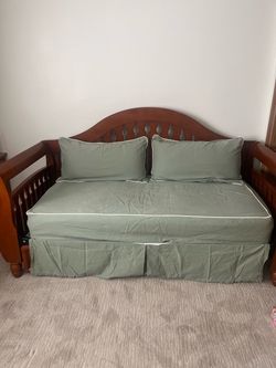 Solid Wood Daybed w/ Pull-Out Trundle, Mattresses & LL Bean Covers