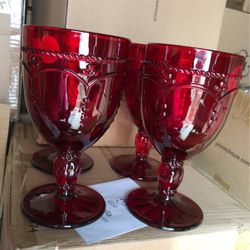 Vasos Rojos De Pedestal Princess House
