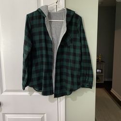 Green And Black Fleece Hoodie.