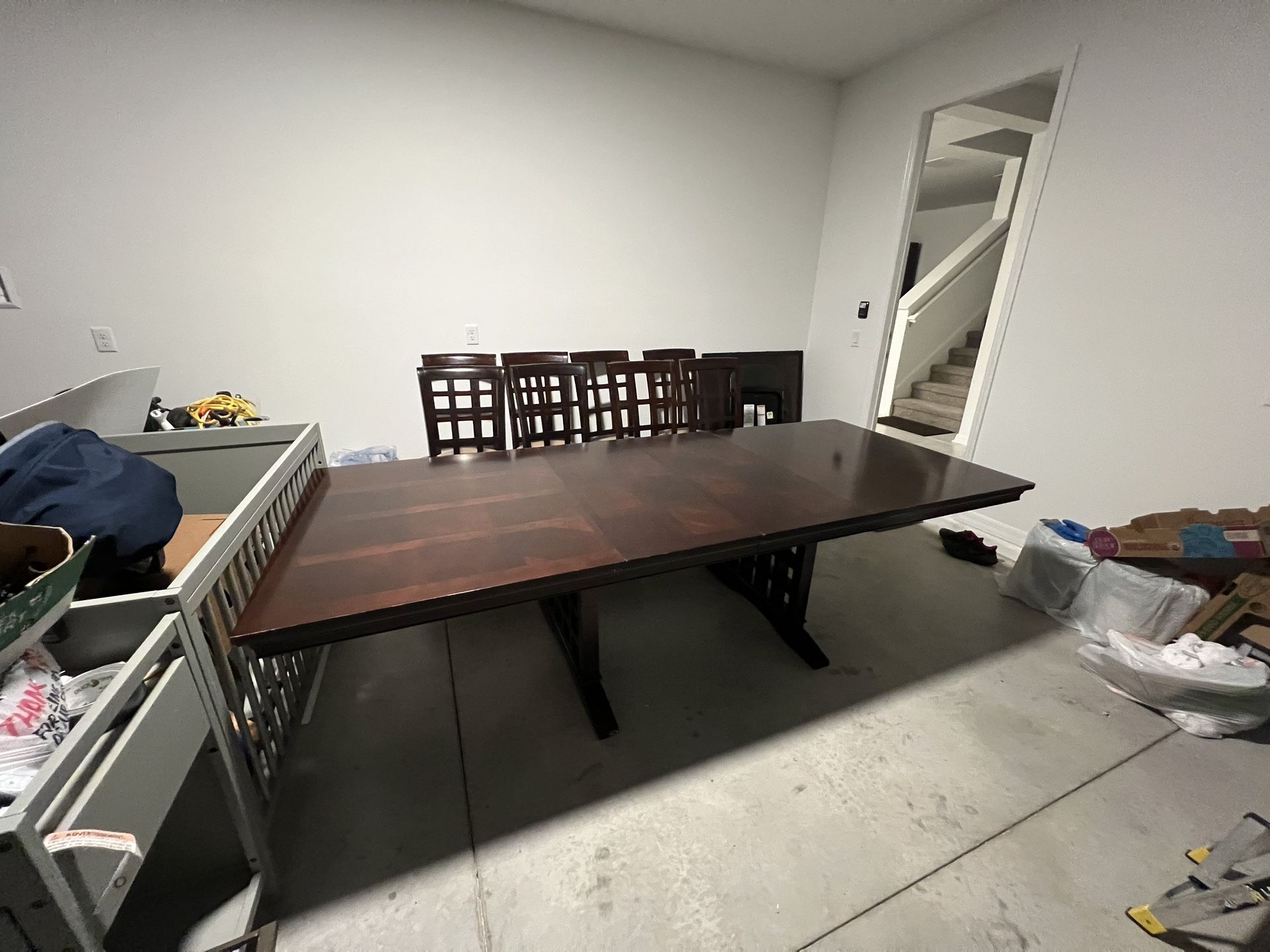 Large Size Rock Solid Dinning Table With 8 Cushioned Chairs