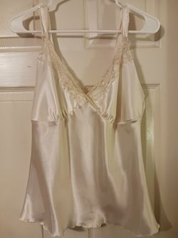 Ivory Satin Lace Trim Camisole Top sz medium