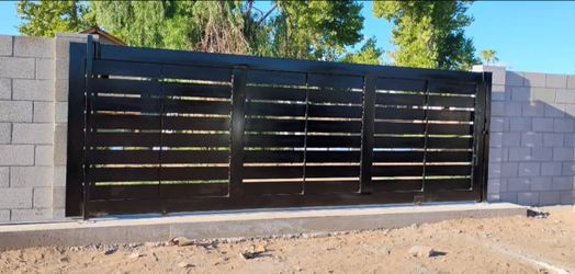 Black Metal Horizontal Slat Sliding Gate