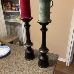 Large Candlesticks With Candles