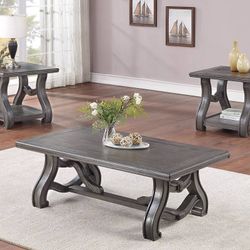 Brand New Grey 3pc Coffee Table Set