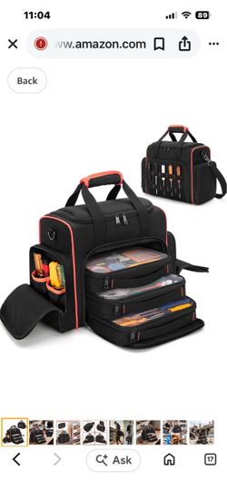 heavy-duty Marscamd Tool Bag with 3 Removable Cases featuring a dual-layer design and front Molle webbing in black with yellow trim.
