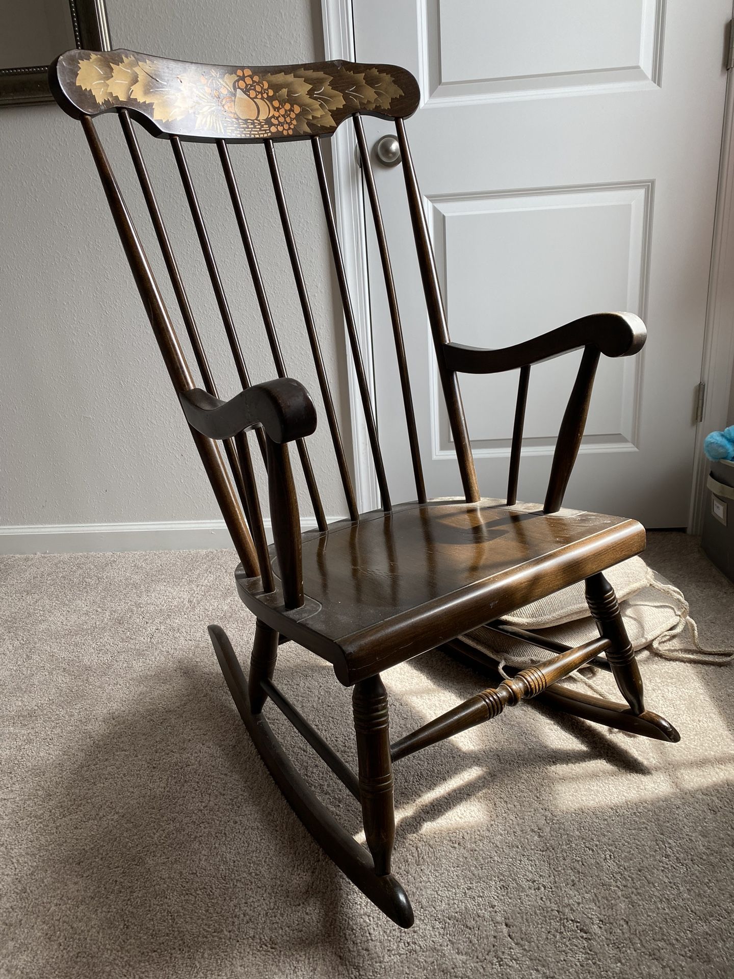 Wooden Rocking Chair With Painted Fruit