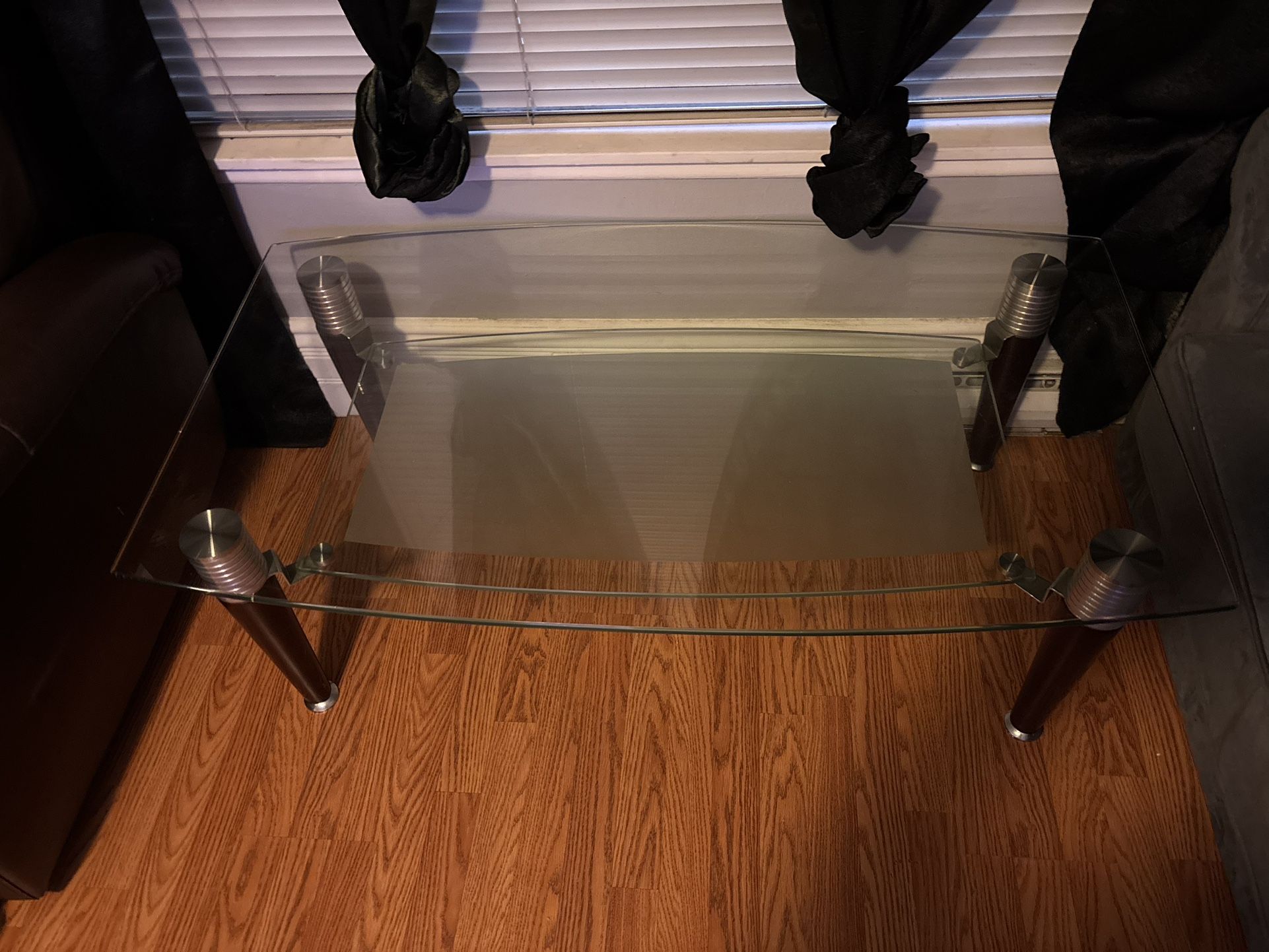 Two tier glass table