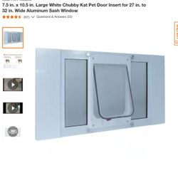7.5 in. x 10.5 in. Large White Chubby Kat Pet Door Insert for 27 in. to 32 in. Wide Aluminum Sash Window

